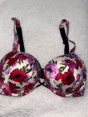 Victoria's Secret Floral Push-Up Bra in Pink, Red, Purple, and Green